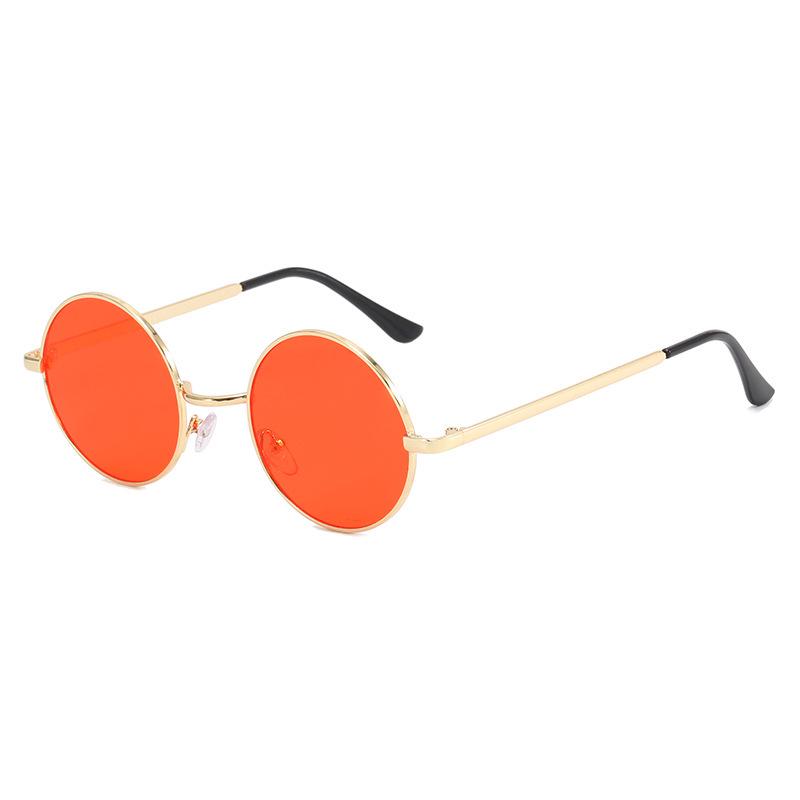 Unisex Round Metal Frame Colored Sunglasses - Trendy Ocean-Inspired Shades