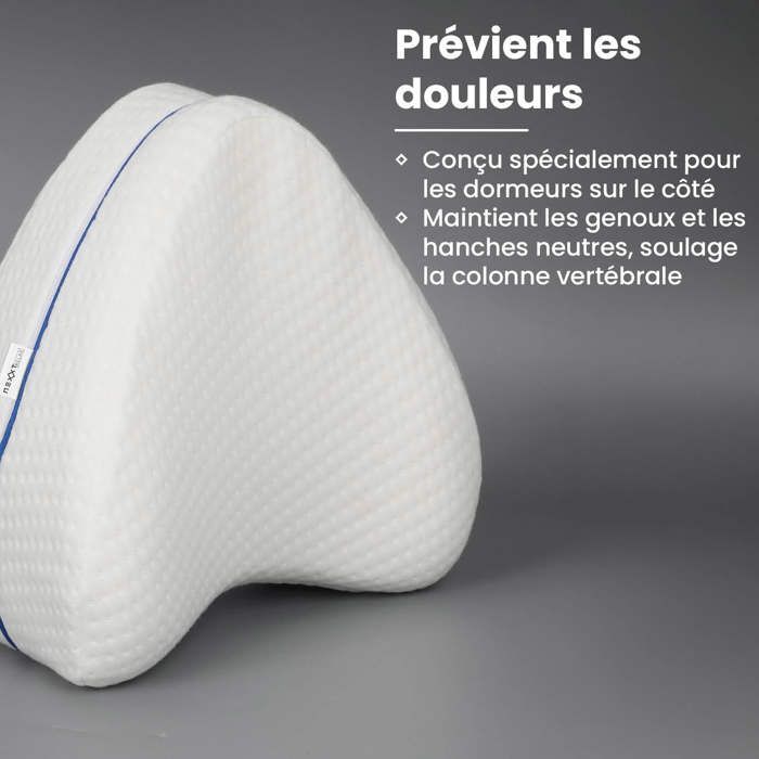 Nexxt Coussin avec mousse à mémoire de forme - Housse amovible – Ergonomique – Prévention des douleurs aux genoux, hanches et dos