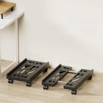 Telescopic Computer Host Bracket Adjustable Castor Wheels Chassis Tray with Wheels Ventilated Mobile Base Bracket Floor Cart Use