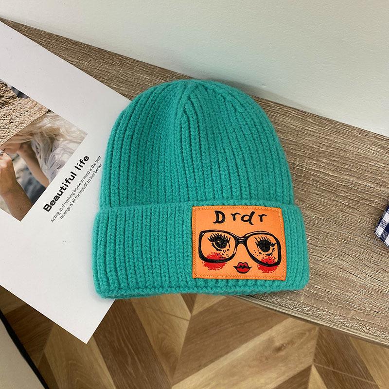 Fashion Dr Glasses Girl Hat Casual Knitted Hat Autumn And Winter Wool Melon Fur Hat Cute Warm Cold Hat
