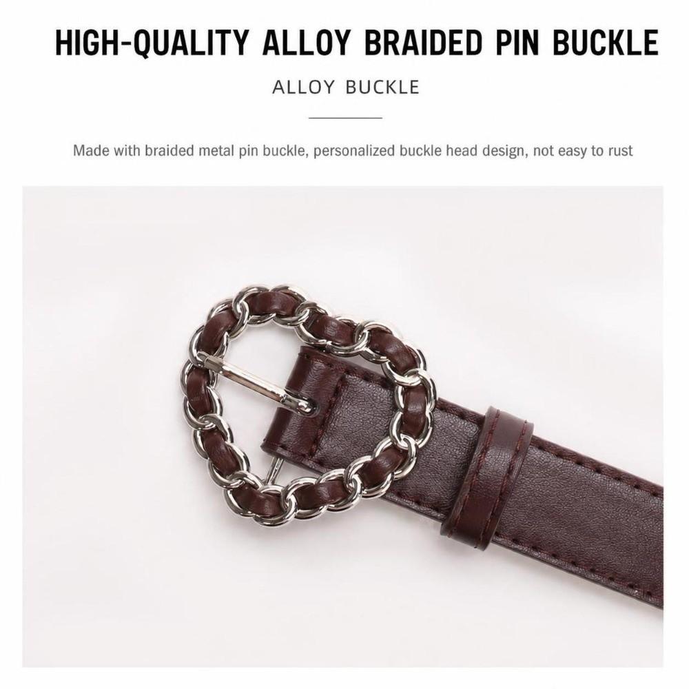 Adjustable Decorative Waist Belt Vintage Faux Leather Waistband Heart Buckle Belt  For Women