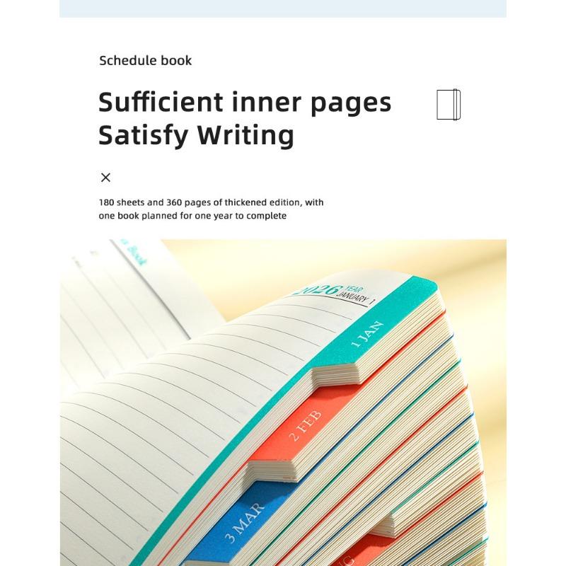 1PC 2026 Cross-border English Spanish Schedule Book Time Planner Thickened 365 Days Daily One Page Notepad