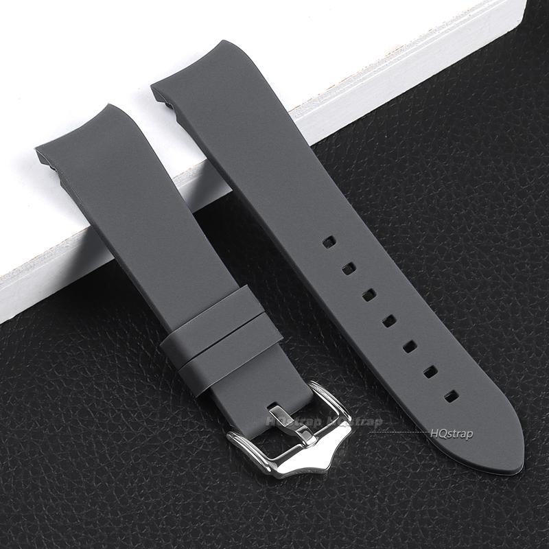 Curved End Silicone Strap for Swatch Stainless Steel Buckle 20mm 22mm Men Women Soft Waterproof Replace Watch Band for Seiko