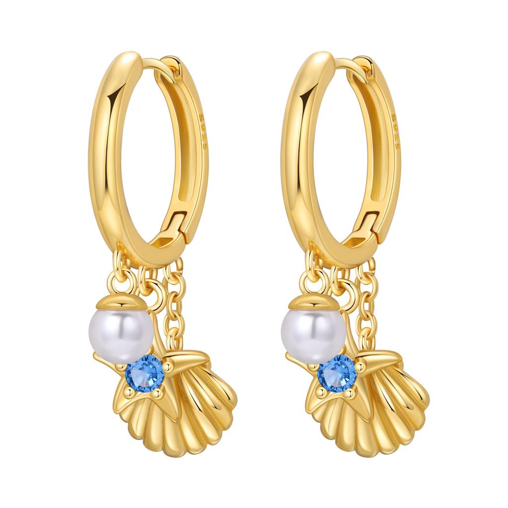 Orstarry Original 925 Silber Blauer Teufelsfisch Ohrringe Damen Creolen Ohrring Jubiläums Schmuck Trendige Geschenke