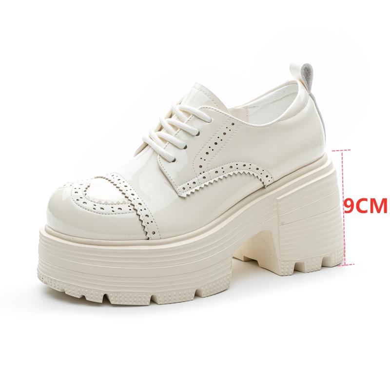 Fashion AIYUQI 2025 new brogue women's shoes 9cm thick-soled lace-up loafers female Comfortable and height-enhancing women high heels