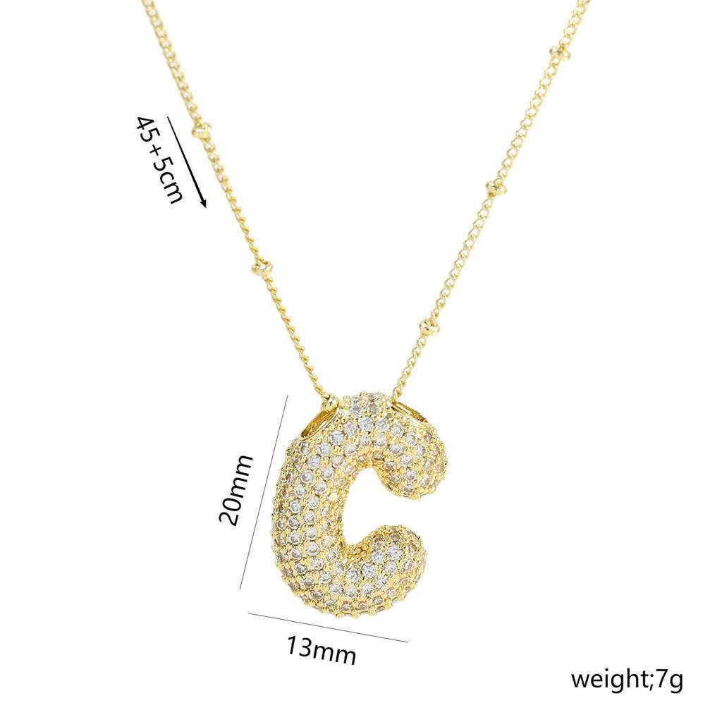 Elegante Collana con Ciondolo Alfabeto in Oro 18 Carati Placcato Zircone