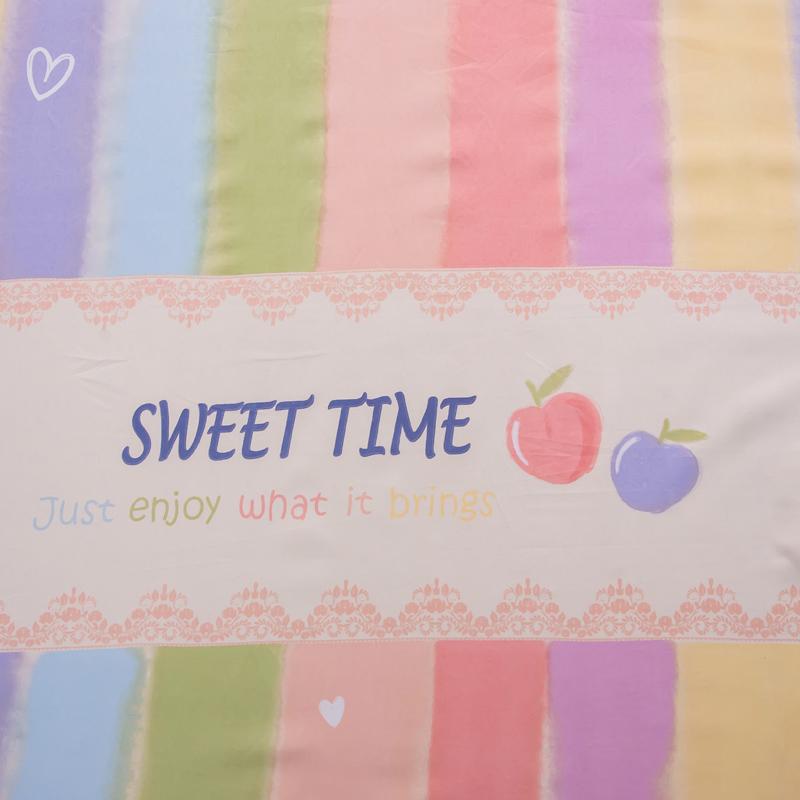 1pc Bed Sheet On Elastic Rainbow Printed Bed Fitted Sheet for Double Bed Single Bed Linen Queen Bottom Sheet(without Pillowcase)