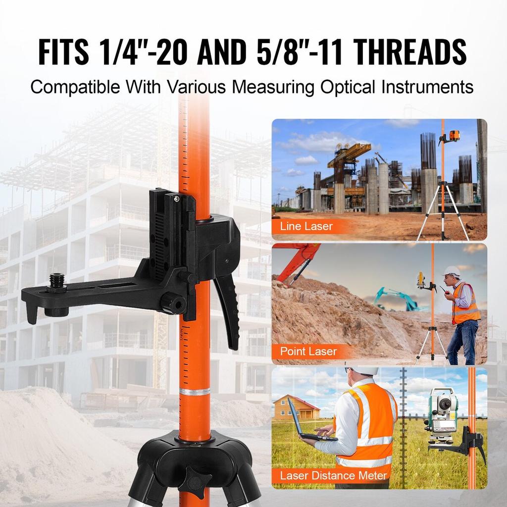 Laser Level Tripod 1/4"-20 & 5/8"-11 Thread 40.94-133.85 in Height Adjust