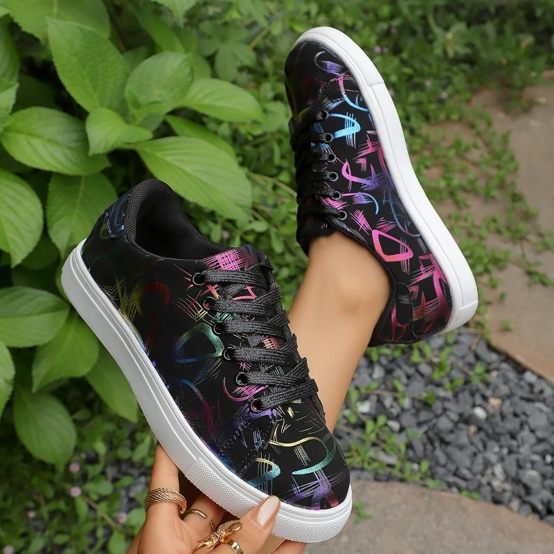 Flat Sports Shoes with Lace-up Thick-soled Casual Single Shoes for Women