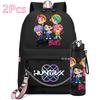 2Pcs/set Anime Cute Kpop Printed Backpack with 750Ml Water Bottler for Teenager Girl Boy Bookbag Kid Gift Large Capacity Travel Bag Rucksak