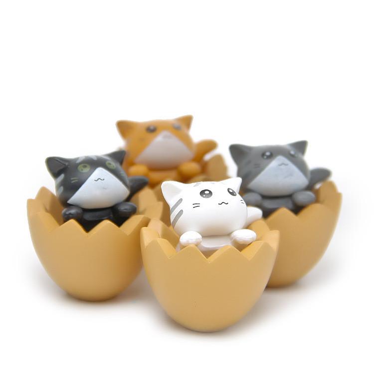 Egg Shell Chis Sweet Home Cat Figurine Pvc Miniature Decorative Desk Ornament For Gift And Collection