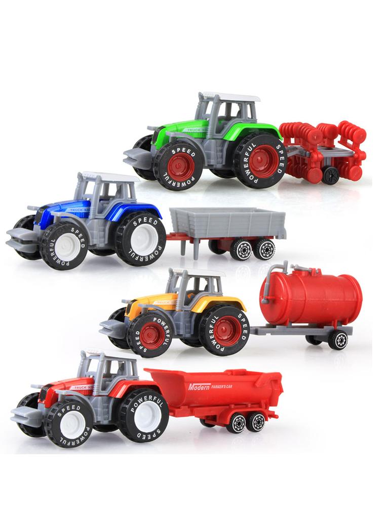4 szt./zestaw Metalowe Pojazdy Rolnicze Mini Model Samochodu ze Stopu Model Samochodu Budowlanego Traktor Pojazdy Budowlane Rolnicze dla Chłopców Dzieci Prezenty