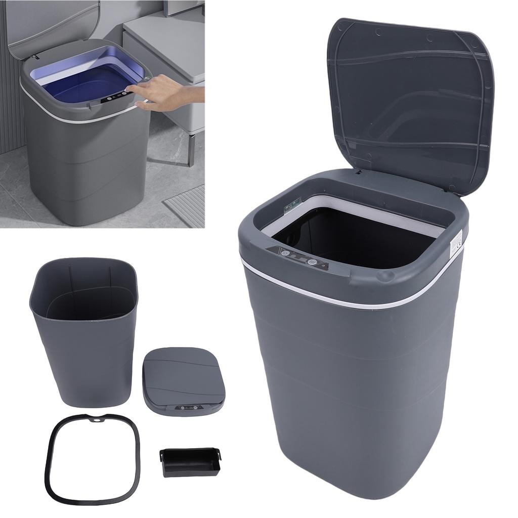 Motion Sensor Trash Can 18L Automatic Touchless Garbage Bin with Blue Luminous Press   for Bathroom Kitchen Living Room