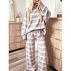 2026 Womens Striped Print Casual Two-Piece Set Long Sleeve T-Shirt Pants Comfort Fit Korean Style