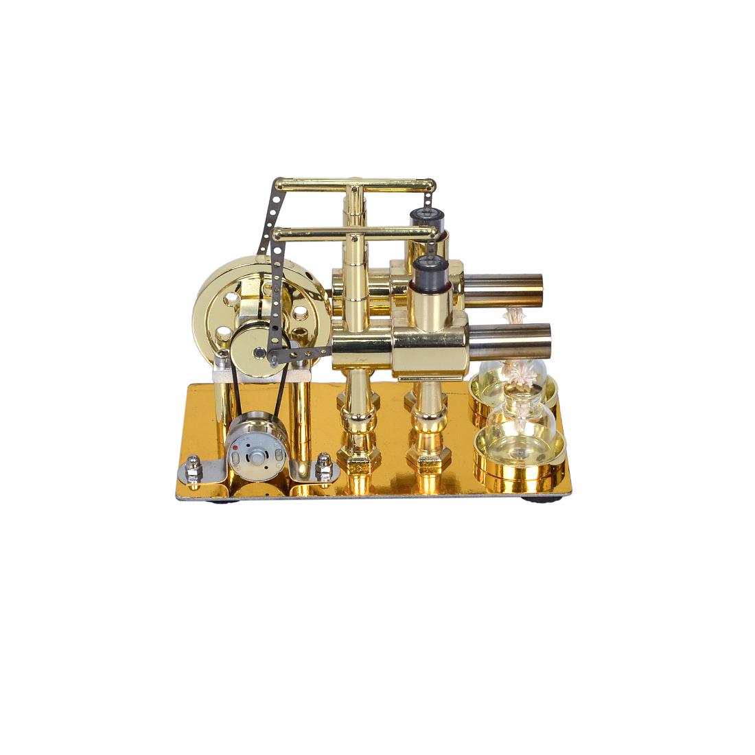 Двигатель Стирлинга Генератор Модель Баланс Двойной Цилиндр с Вольтметром Металлическая — фото 3
