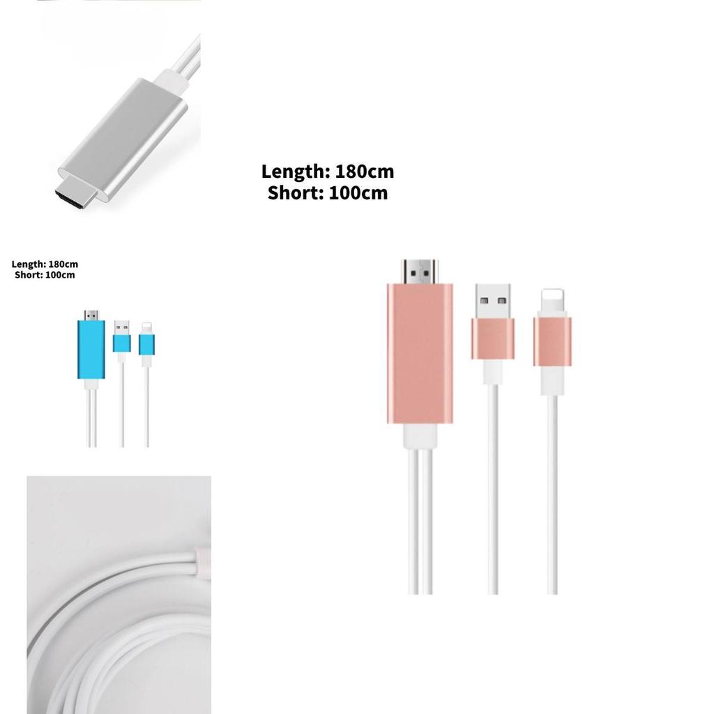Apple 14 Hdmi Screen Mirroring Cable With Lightning Connector For Phone To Tv Display