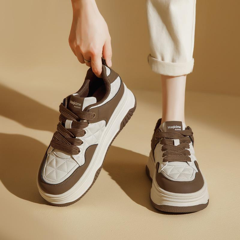 Augustine board shoes women's spring 2025 new thick-soled little white shoes show small feet, color matching and lightweight sports shoes tide