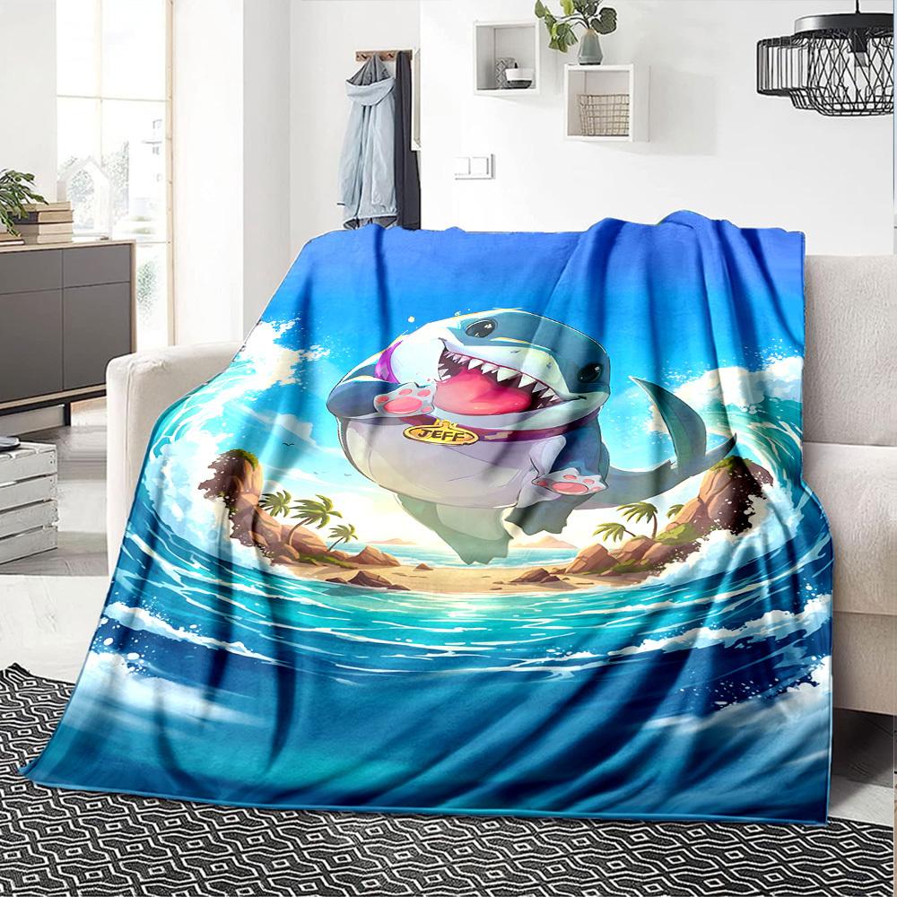 1pc shark jeff Throw Blanket Soft Flannel, Cozy All Season Polyester Perfect for Home, Office