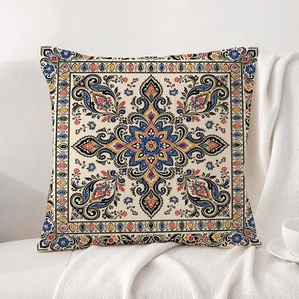 Pattern Bandanna Pattern Cushion Cover Natural Linen Pillowcase Set AllinOne Decor Cushion Cover for Sofa Bedroom Chair