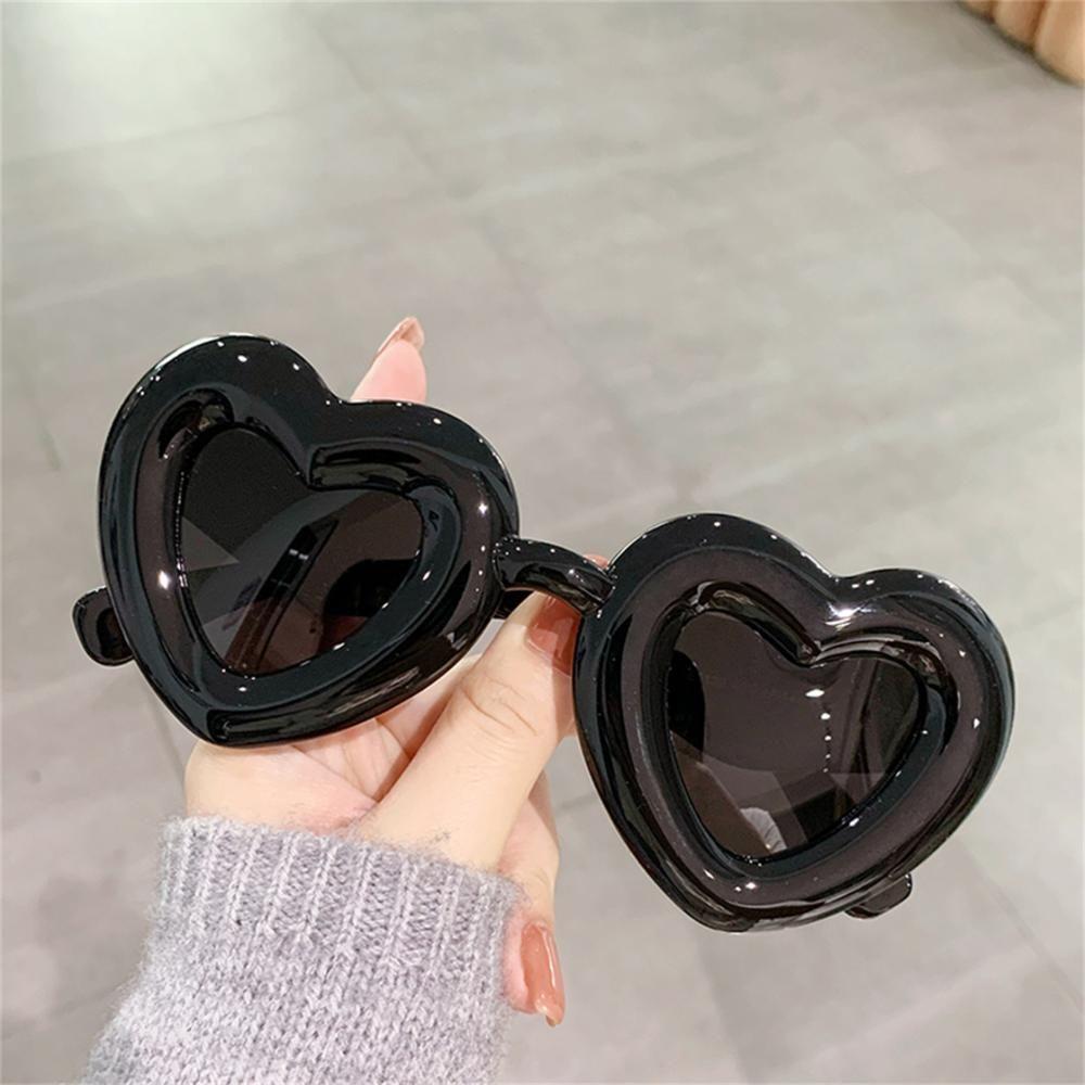1pc Oversized Cute Heart-Shaped Inflated Sunglasses for Women Trendy Chunky Sun Glasses Retro Thick Frame Funny Shades