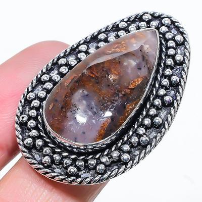 Handgefertigter Ring aus 925er Sterlingsilber mit Boulder-Opal, Größe 7, P4g82
