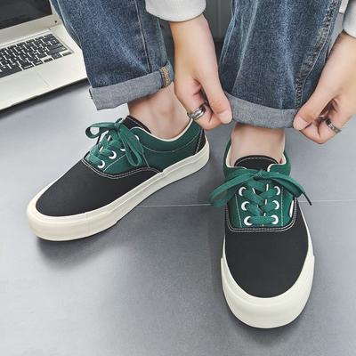 New Color Matching Lace-up Canvas Shoes Men's Trend Versatile Student Board Shoes Couple Casual Shoes Low-top Rubber Shoes