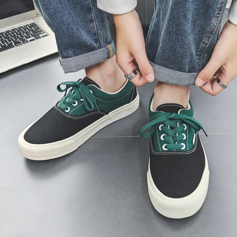 New color matching lace-up canvas shoes men's trend versatile student board shoes couple casual shoes low-top rubber shoes