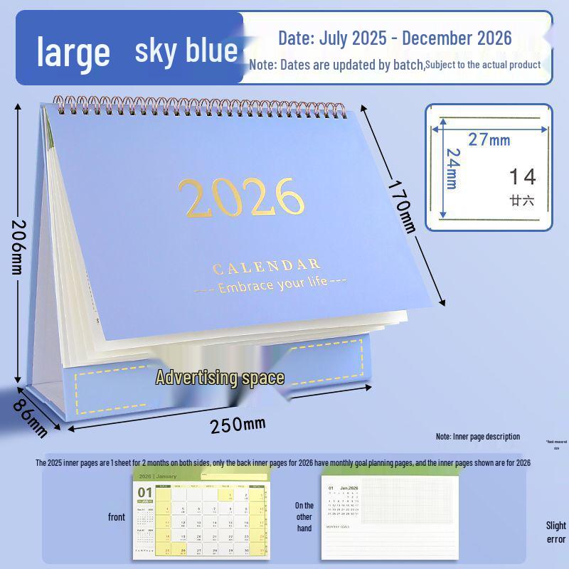 2025-2026 Desk Calendar: Monthly Planner & Memo Organizer