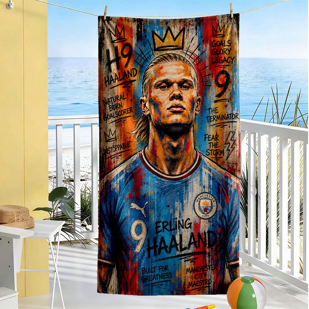 Haaland Manchester City Beach Towel Super Soft & Absorbent Comfortable Lightweight Portable for Swimming,Beach,Camping, Travel, Beach Accessories,Gym