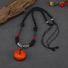 Ethnic Style Imitation Old Beeswax Short Necklace Safety Buckle Pendant Women's Collarbone Chain Retro Woven Pendant Cotton and Linen Accessories