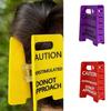 2PC Popular Caution Sign Hair Claw Clip Overstimulated Design Ponytail Holder for Thick Curly Fine Hair with Strong Grip