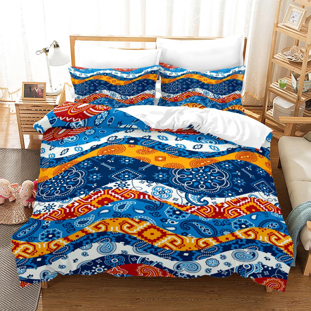 Home Textile Splicing Quilt Cover Digital Printing Three-Piece Set 3D