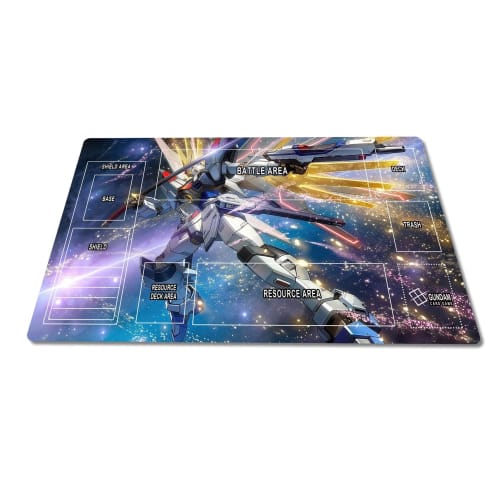 Fully Sewn Rubber Playmat for Single Player TCG Battles, Premium Gundam Playmat with Non-Slip Waterproof Storage Bag, 60*35cm (C)