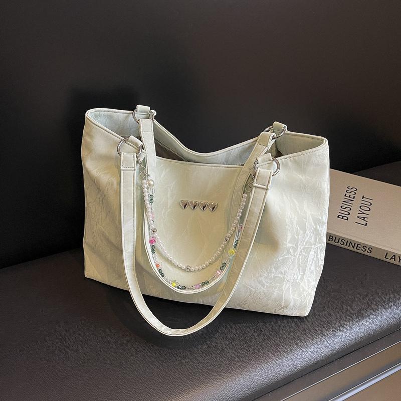 Commuter Bag Women's Large Capacity 2025 New Summer Silver Women's Tote Bag College Student Class Shoulder Bag