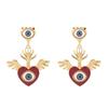 Women European American Fashion Eye Senior Sense Earrings Unique Personality Love Oil Drip Stud Earrings