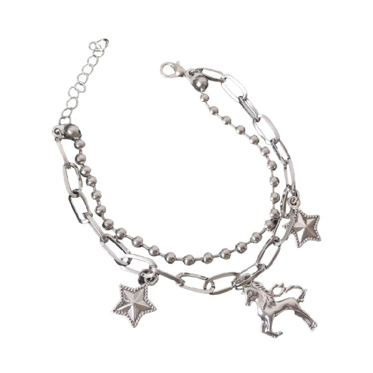 

Unicorn Star Pendant Hand Chain Punk Style Beaded Bangle Girls Jewelry Accessory 1