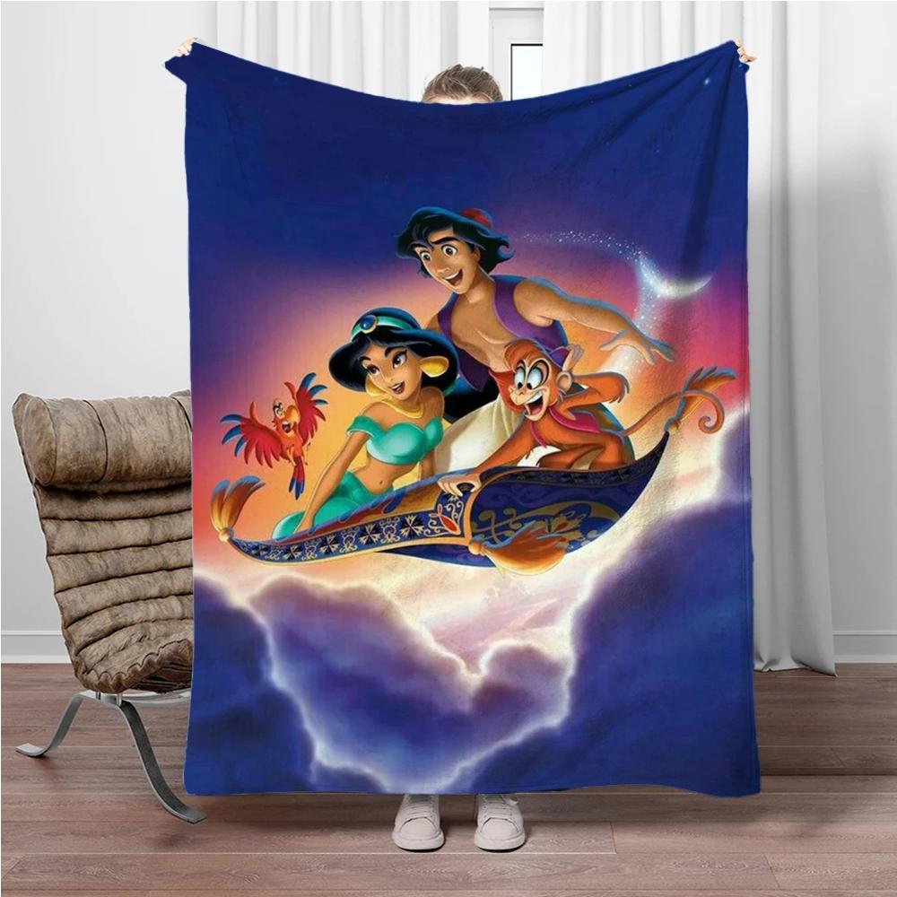 Aladdin Cartoon Princess Jasmine Children Warm Soft Blankets for Sofa Bed Cover Blanket Suitable for Birthday Souvenir Gifts
