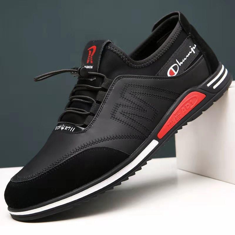 

Large size men s shoes spring and autumn leather casual shoes black dirt-resistant soft-soled single shoes trendy versatile business men s shoes 40 чёрный