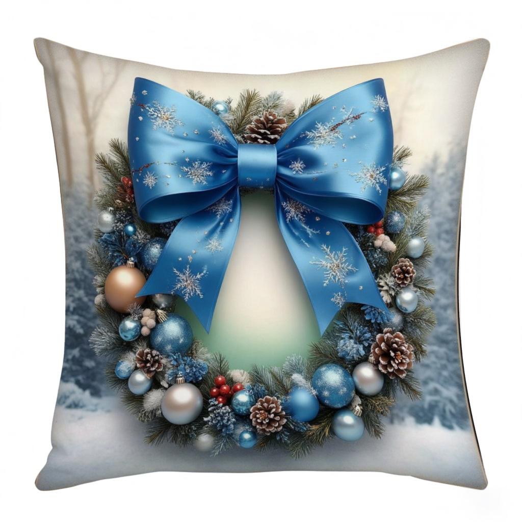 Christmas Embroidered Pillow Covers Set of 4 Santa Deer Snowman Cushion Cases Winter Holiday Sofa Decor (No Insert)