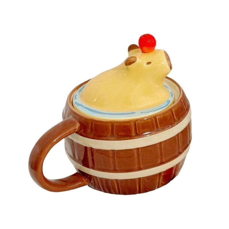 Cartoon Milk Teas Cups with Handle Ceramic Coffee Mug Lovely Capybara Coffee Cups Birthday Gift for Women and Men
