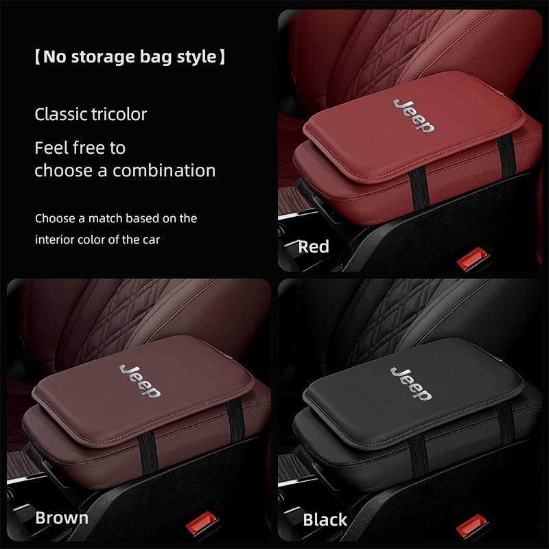 PU Leather Car Armrest Box Mat Arm Rest Cushion Accessories For Jeep Grand Cherokee Wrangler JK Gladiator Compass Renegade Recon