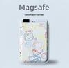 Hello Kitty Lineart MAGsafe Leather Card Holder Case for Apple Phone