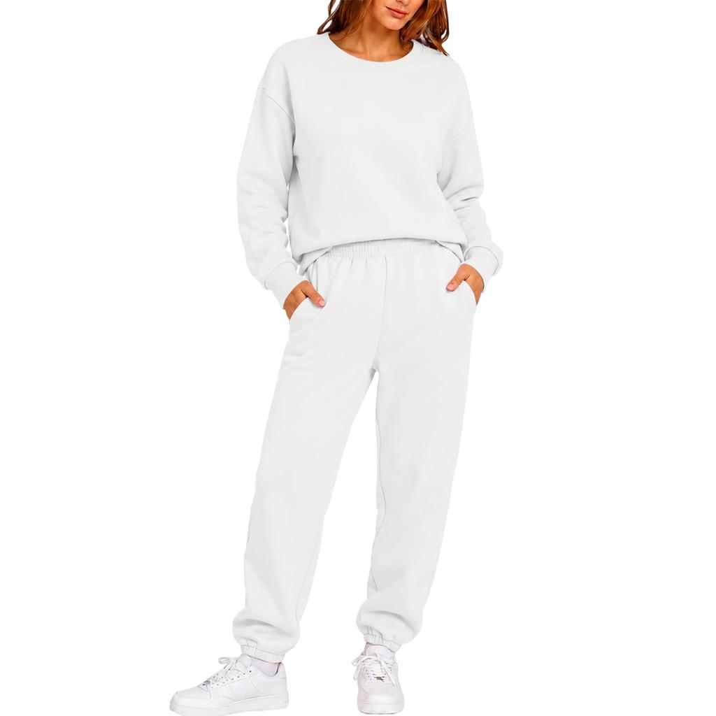 Damen Langarm Rundhals Sweatshirt und Jogginghose 2-teiliges Set