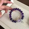Smooth Beads Bracelet Adjustable Hand Jewelry Elegant Purple Crystal Hand Chain  Gift