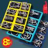 Metal Nine Linked Rings: Eight-Piece Set of Educational Unlocking Toys for Children's Cognitive Development