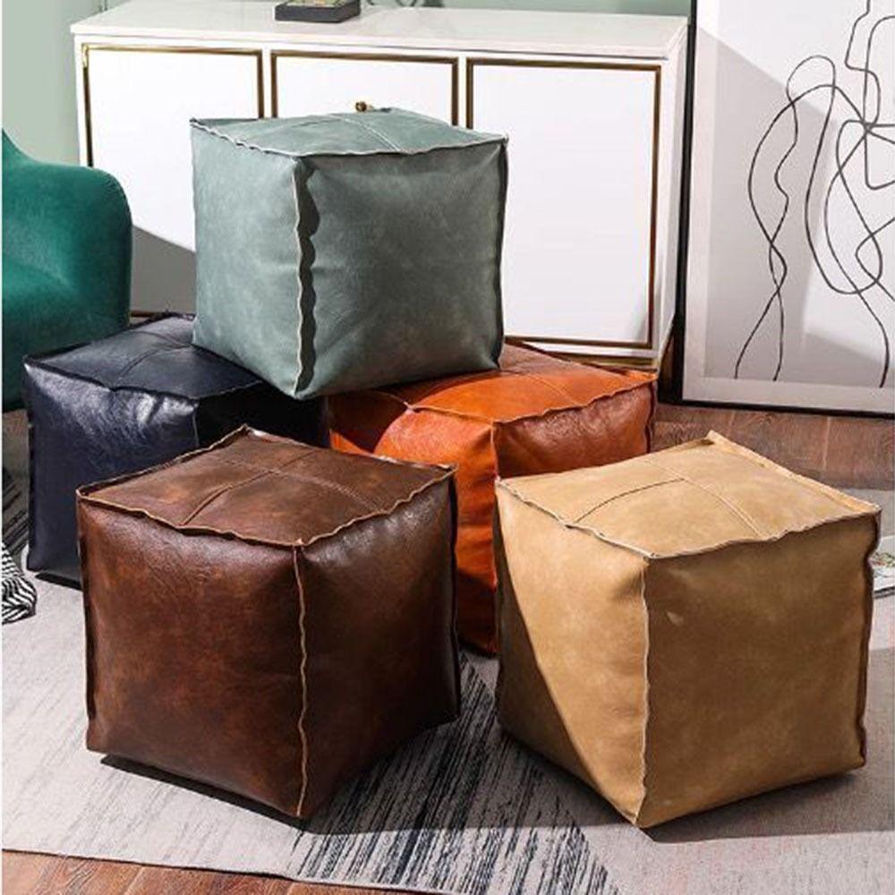 Non-Slip Storage Stool Waterproof Moroccan Pouf Foot Rest Leather Pouf  Home
