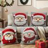 Christmas Throw Pillow Cover Snowman Elk Santa Pillowcase Xmas Pillow Cover with Hidden Zipper for Festive Home Sofa Couch Decor
