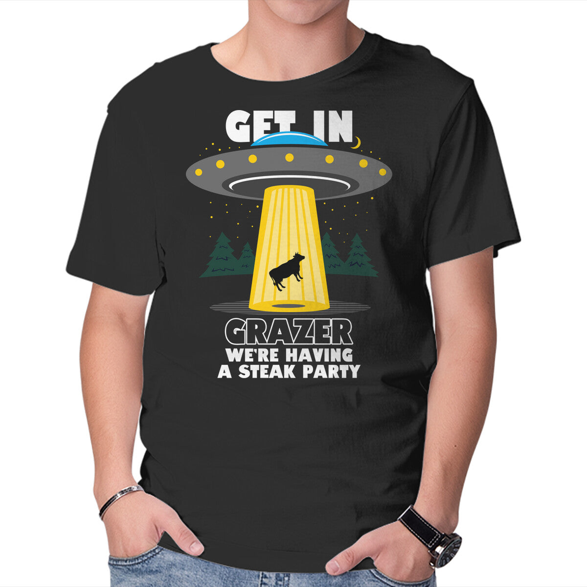 Unisex Crew Neck T-Shirt Get In Grazer Graphic Short Sleeve Casual Tee XS