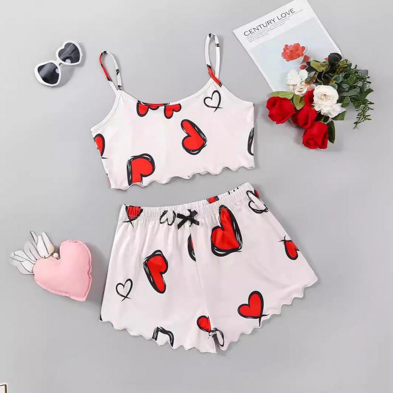 European and American Sleeveless Tank Top & Shorts Two-Piece Pajama Set for Women