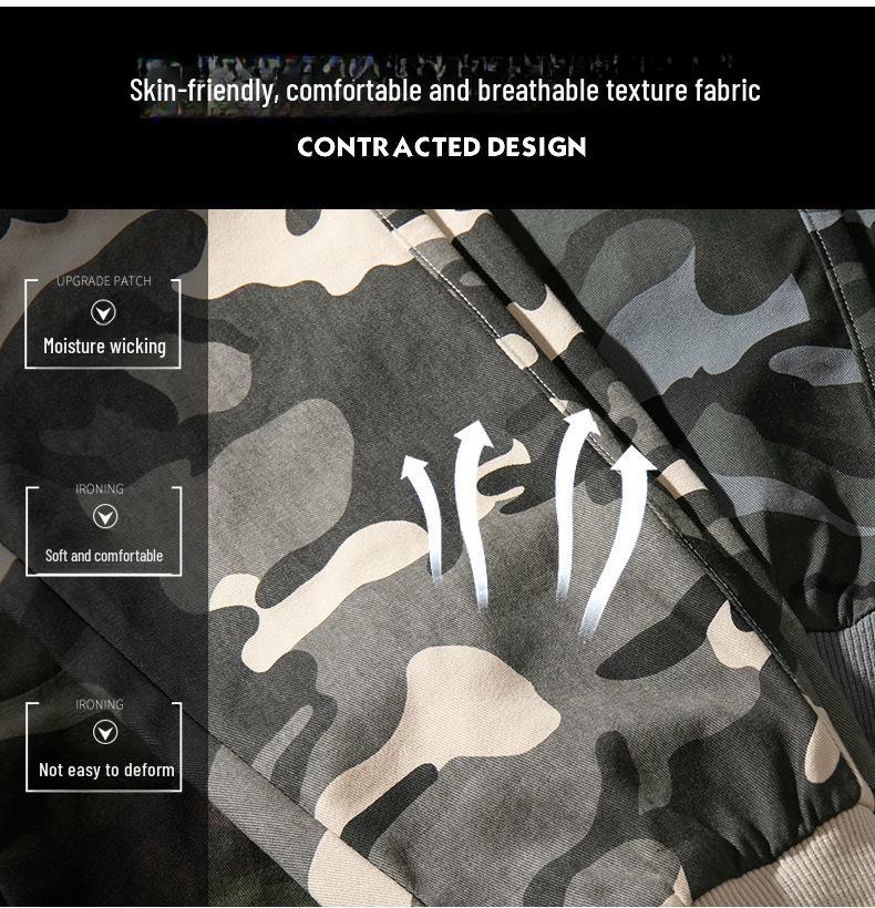 Japanese Style Men's Camouflage Overalls - Loose Casual Pants with Cuffs, Large Size for Teenagers